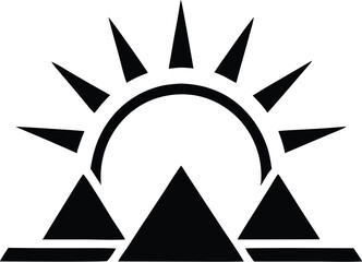 Obraz premium Minimalist sun rising over mountains, a geometric vector icon