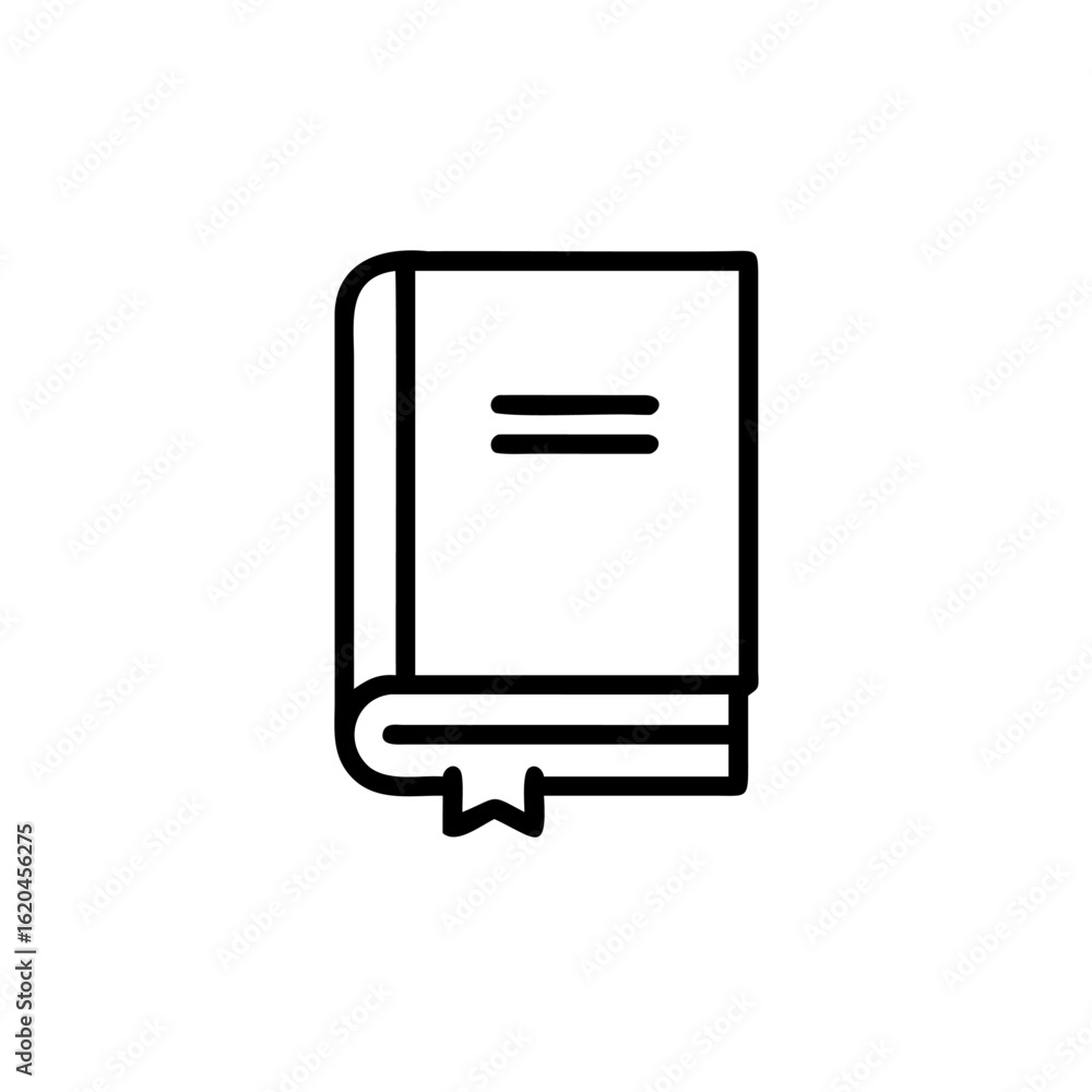 Poster outline a closed book with two horizontal lines a bookmark open reading