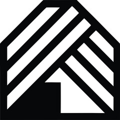 Abstract striped building symbol, a minimalist graphic for corporate identity.