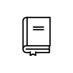 Outline a closed book with two horizontal lines a bookmark open reading