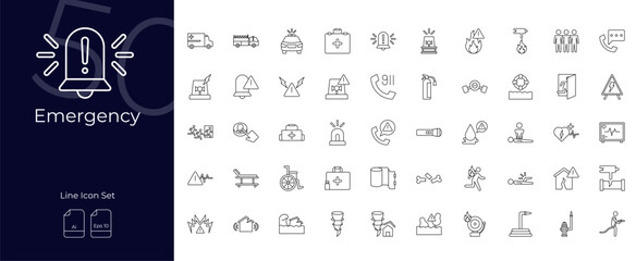 Emergency Line Editable Icons set. Vector illustration in modern thin line style of Emergency icons: safety, urgency, help, etc