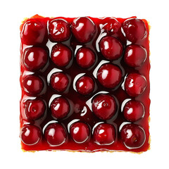 Square Cherry Dessert with Glossy Glaze and Arranged Cherries