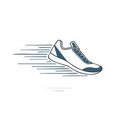 Moving sneaker illustration depicting motion speed footwear running shoe exercise fitness athletics fast competition performance