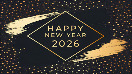 Elegant Happy New Year 2026 design with gold accents for festive celebration and events