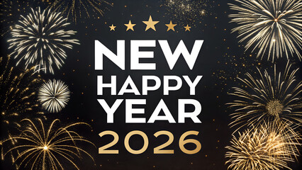 Celebrate New Year 2026 with stunning fireworks display, perfect for festive events