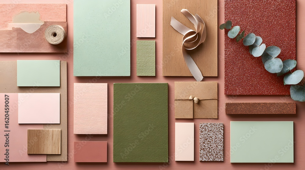 Poster a collection of various colors and textures arranged in a creative display.