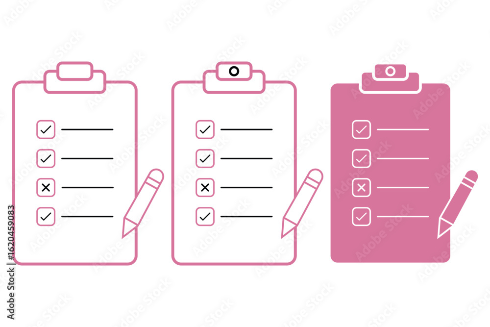 Poster order icons collection. clipboard icon vector. task line icon symbol vector. simple black and white 