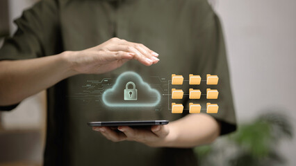 Cloud Data Security and File Protection Technology Concept
