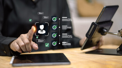 Businessman Using Digital Identity Verification and Data Management