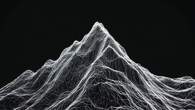 Wireframe mountain range representing big data and complex systems