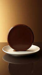 Delicious Chocolate Dessert on a White Plate Isolated with Brown Background a Tempting Gourmet Treat Ready to Eat