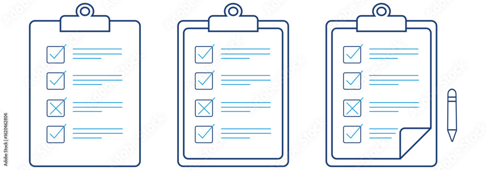 Aufkleber isolated checklist with check marks. clipboard icon set. checklist on the clipboard line icon with c