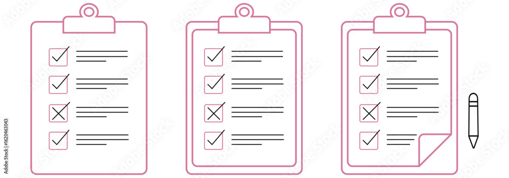 Poster isolated checklist with check marks. clipboard icon set. checklist on the clipboard line icon with c