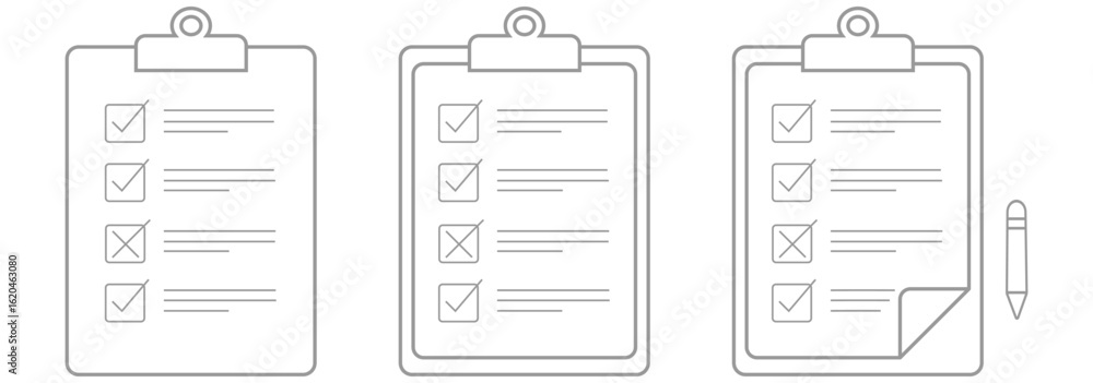 Poster isolated checklist with check marks. clipboard icon set. checklist on the clipboard line icon with c