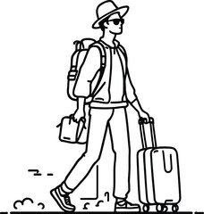 Solo Departure: A Minimalist Vector of a Traveler in Motion, Capturing the Spirit of Exploration, Movement, and Modern Nomadism