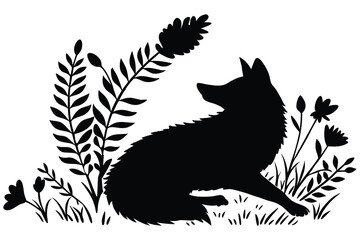 vector illustration of a silhouette a fox