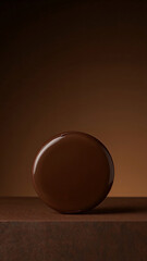 Elegant Brown Compact on Matching Surface for Cosmetics Advertising Campaign Still Life Photography