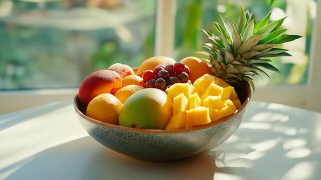 Assorted fresh fruits in bowl