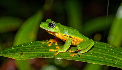 Fototapeta premium Vibrant Glass Frog perches on leaf