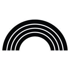Simple black and white illustration of a rainbow isolated on a white background