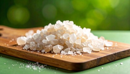 Rock Sugar Crystals on Rustic Wooden Board