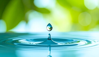 Clean Water Drop and Ripples on Surface