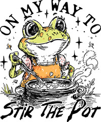 On My Way To Stir The Pot svg, Funny Frog svg