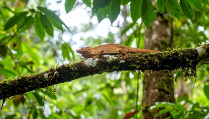 Obraz premium Leaf-tailed gecko camouflaged on branch.