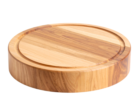 Wooden round podium with rich oak texture, isolated PNG