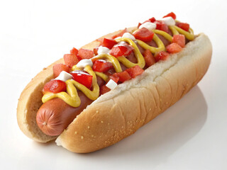 Delicious hot dog topped with fresh ingredients