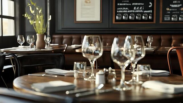 Elegant restaurant table setting awaiting guests for dinner service