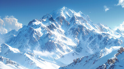 Snowy Mountain Peak Under Blue