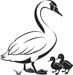 Black and White Duck Drawing – Clean and Simple Line Art Vector
