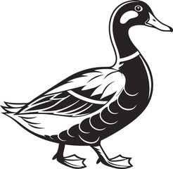 Black and White Duck Drawing – Clean and Simple Line Art Vector