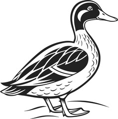 Black and White Duck Drawing – Clean and Simple Line Art Vector