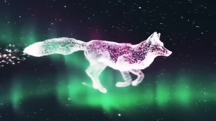 Arctic Fox Aurora Borealis Night.