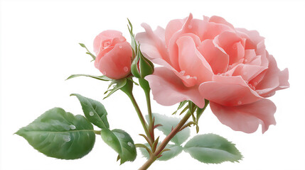 Botanical illustration of blooming rose flower. natural perfume ingredient.