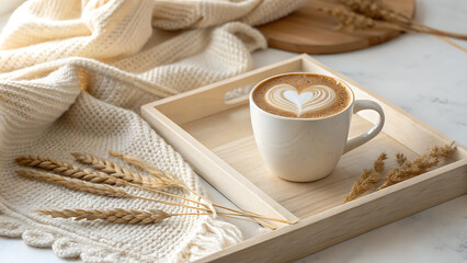 Cup of hot black coffee with sweet cookies on a white table
