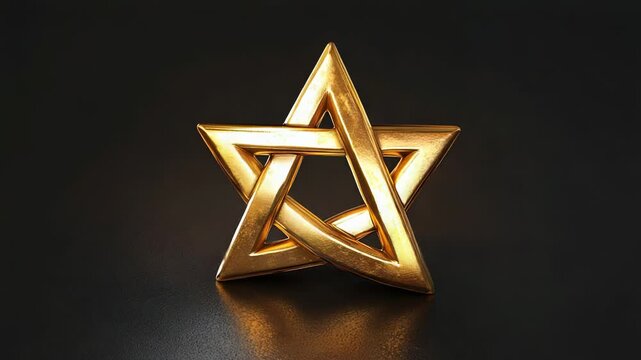 Golden star of david shining on dark background