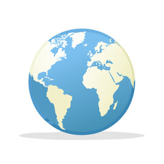 World Globe Illustration Continents Oceans Global Cartography Geography Flat Design