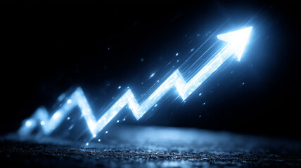 Electrified zigzag arrow rockets upward through darkness, capturing explosive growth momentum and the relentless pursuit of success in competitive markets.
