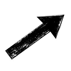Rough textured black grunge arrow pointing diagonally up with a distressed ink stamp style.