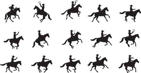 vector silhouettes of horses