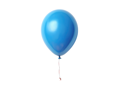 Blue balloon floating against black background with red string image, Isolated, Png Transparent Background