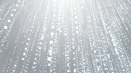 Shimmering digital white particles fall in vertical streams on a light background, creating a futuristic, elegant and abstract visual image of big data visualization and connection, seamless loop - Powered by Adobe