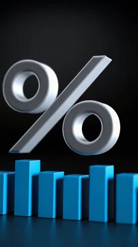 A blue and white graphic of a percentage sign with a blue bar on the left side and a blue bar on the right side