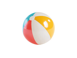 Inflatable sphere with red yellow blue white panels beach ball, Isolated, Png Transparent Background