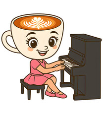 Ballerina Cappuccina Playing Piano Italian Brainrot Meme Character
