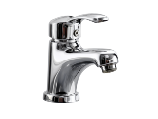 Chrome bathroom faucet with lever handle sink water, Isolated, Png Transparent Background