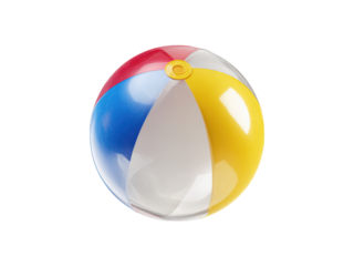 Colorful beach ball floating isolated on black inflatable round, Isolated, Png Transparent Background